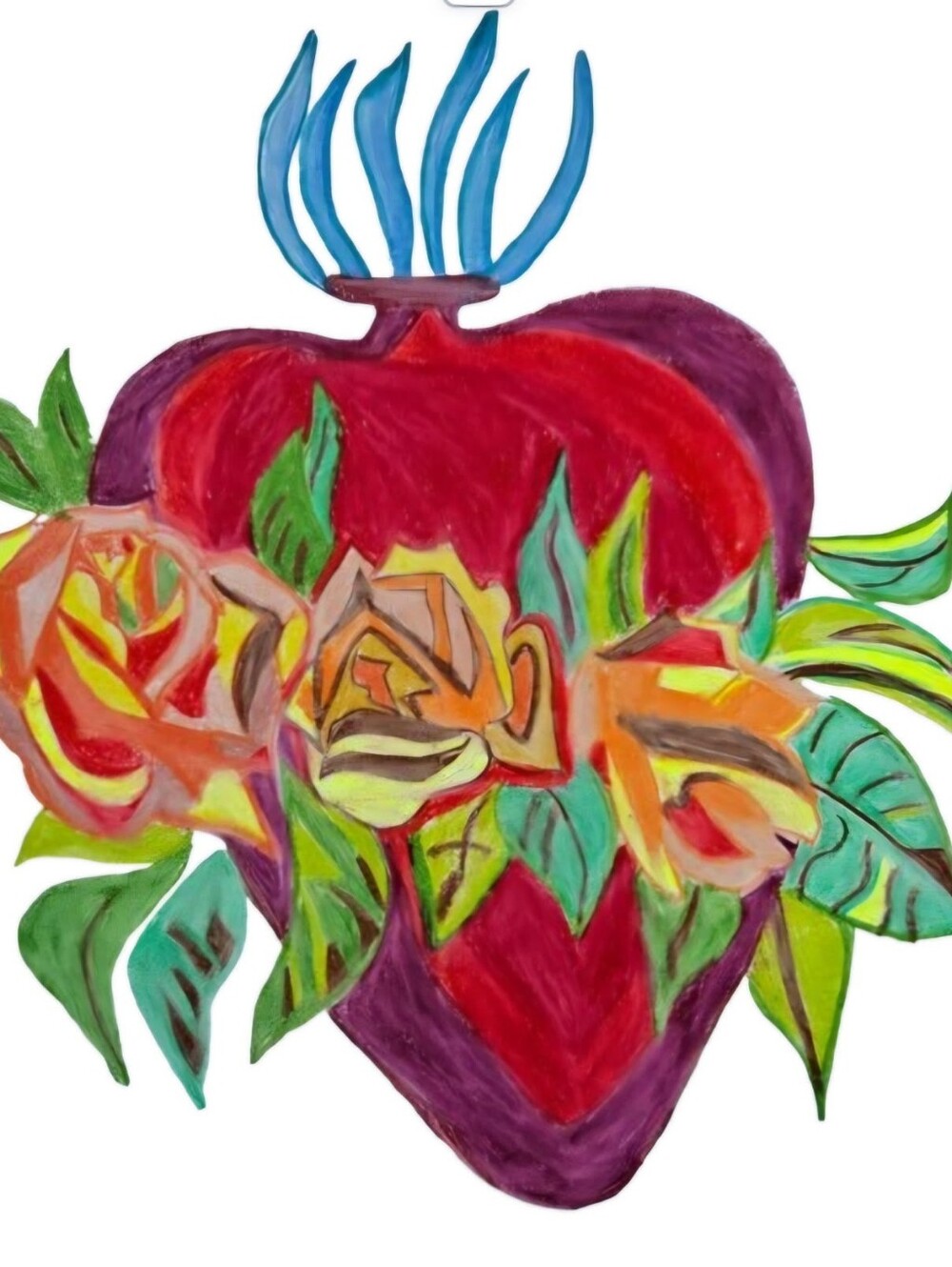 FLOWER HEART ART PRINT, Saint MARY Sacred Heart Art
